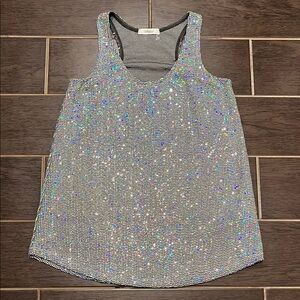 Silver Sequin Tank Top | S
